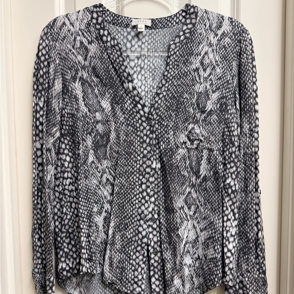 Joie Monochrome Snake Print Blouse